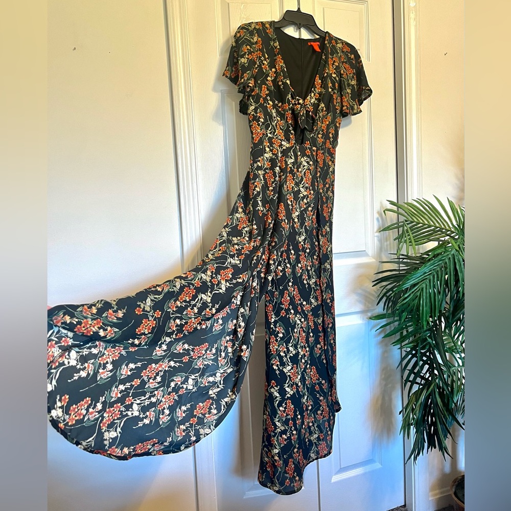 Chelsea & Violet Floral Jumpsuit with Slit Leg